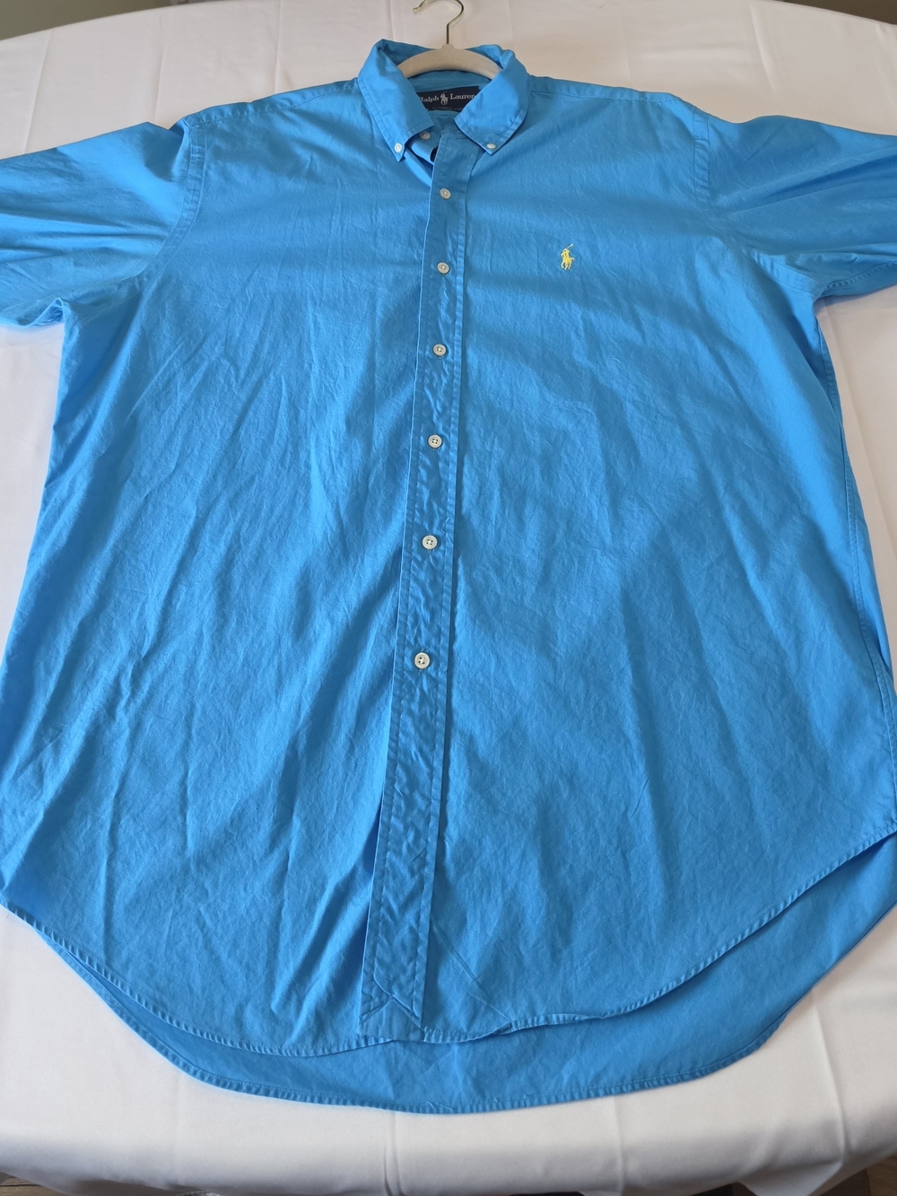 Ralph Lauren Bright Turquoise Button-Down Short Sleeve Shirt